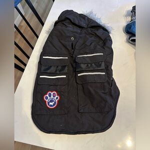 Canada pooch Black Jacket with Reflective Stripes